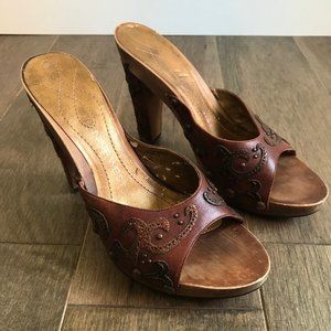 Nine West Wood-Look + Leather Krysta Heels - Women's Size 7.5